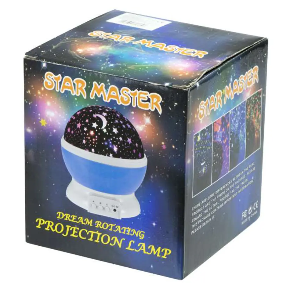 Lampka nocna projektor gwiazd 2w1 USB niebieska