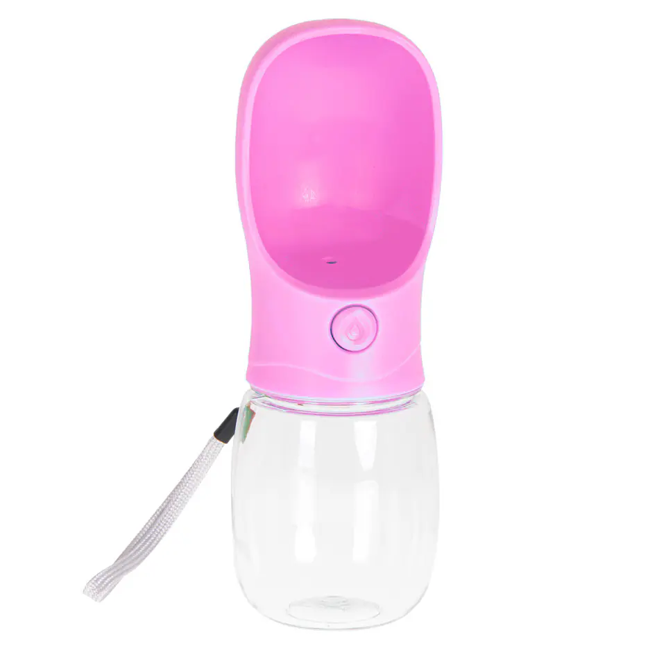 Travel dog bowl bottle 350ml pink