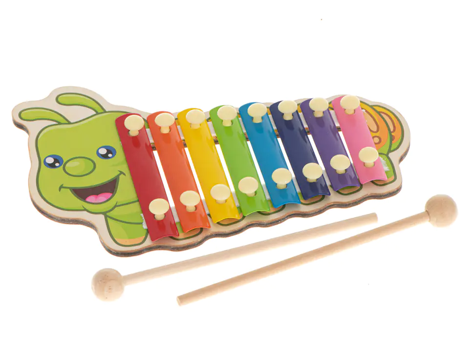 Wooden cymbals colored for children caterpillar