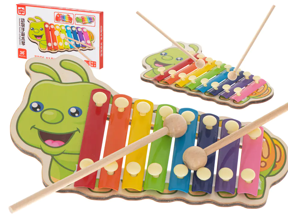 Wooden cymbals colored for children caterpillar