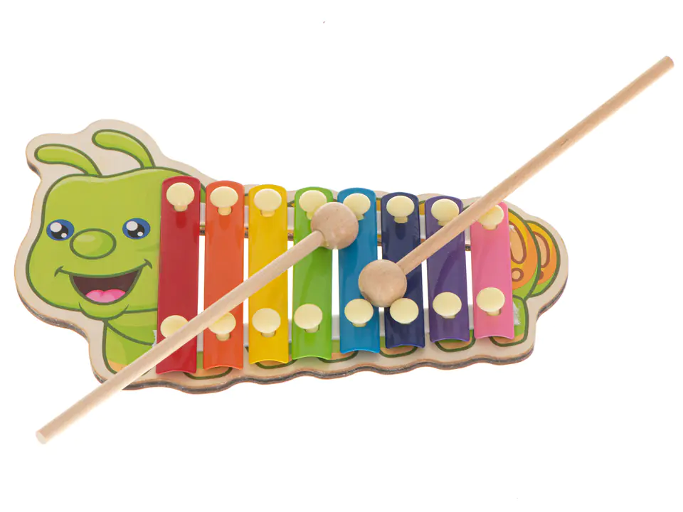 Wooden cymbals colored for children caterpillar