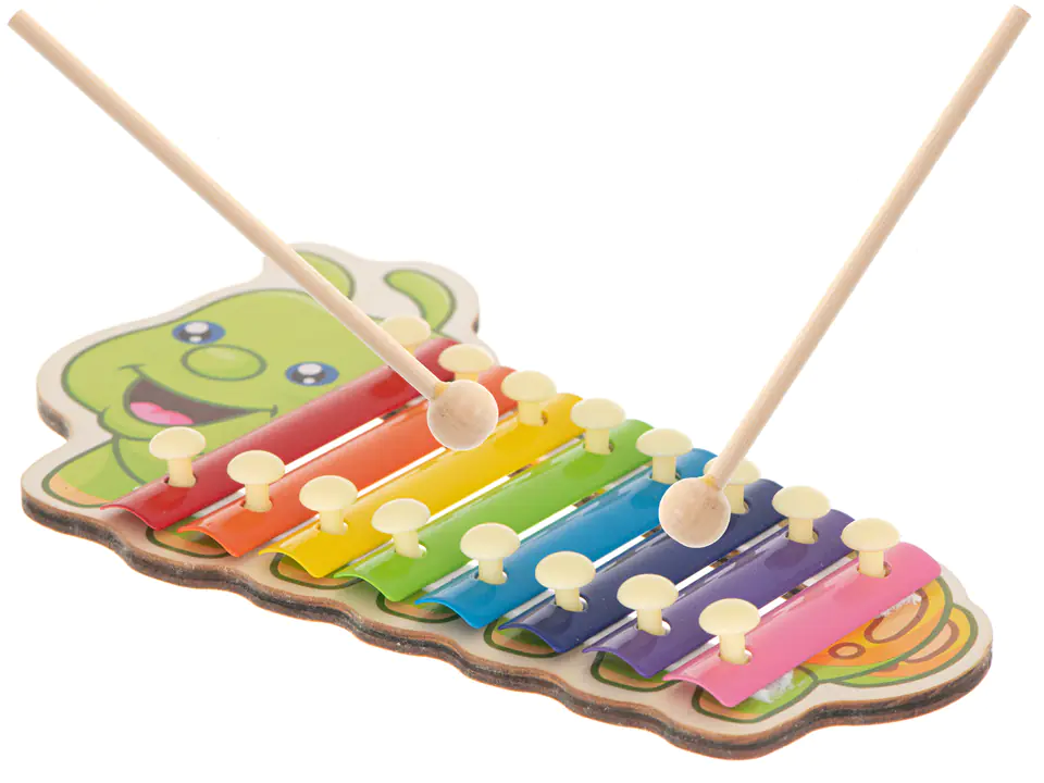 Wooden cymbals colored for children caterpillar