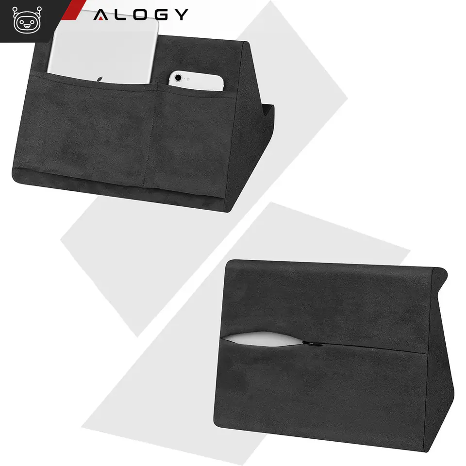 Podstawka stojak poduszka uchwyt pod tablet telefon przenośna wygodna podpórka z kieszonkami Alogy Czarna