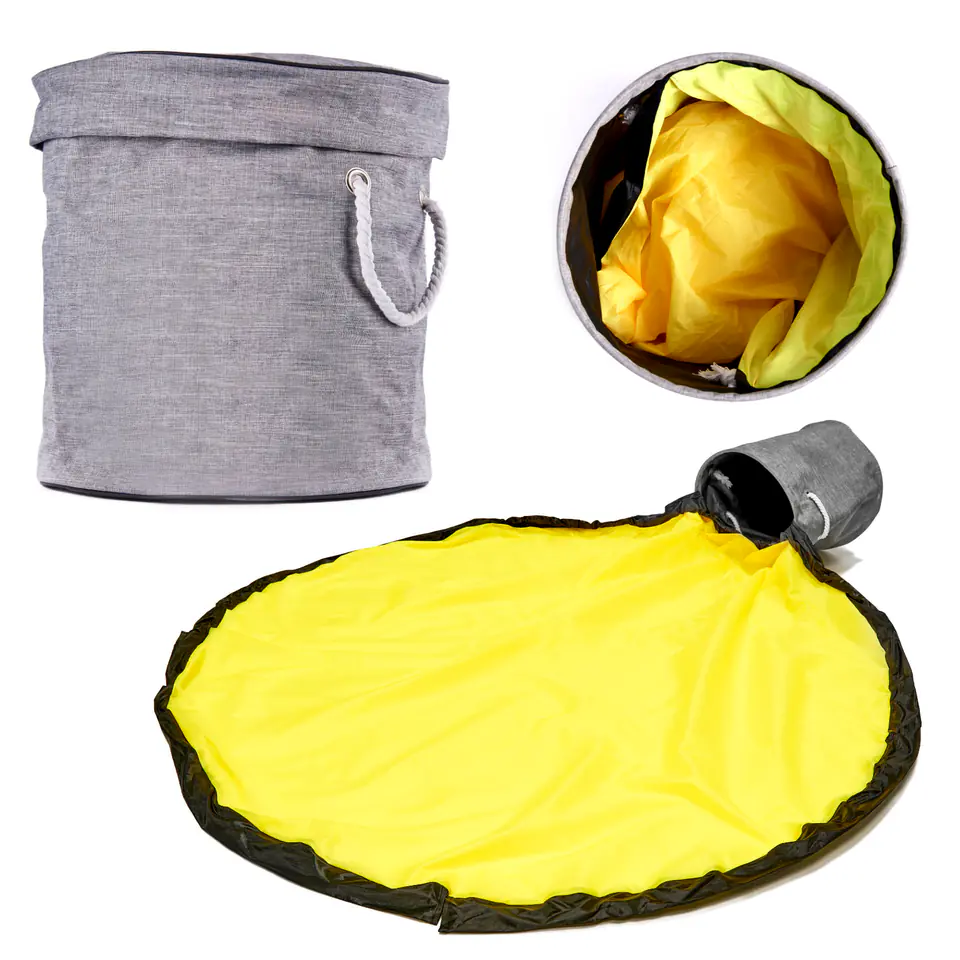 Organizer toy container blocks with play mat 2in1 gray-yellow ...