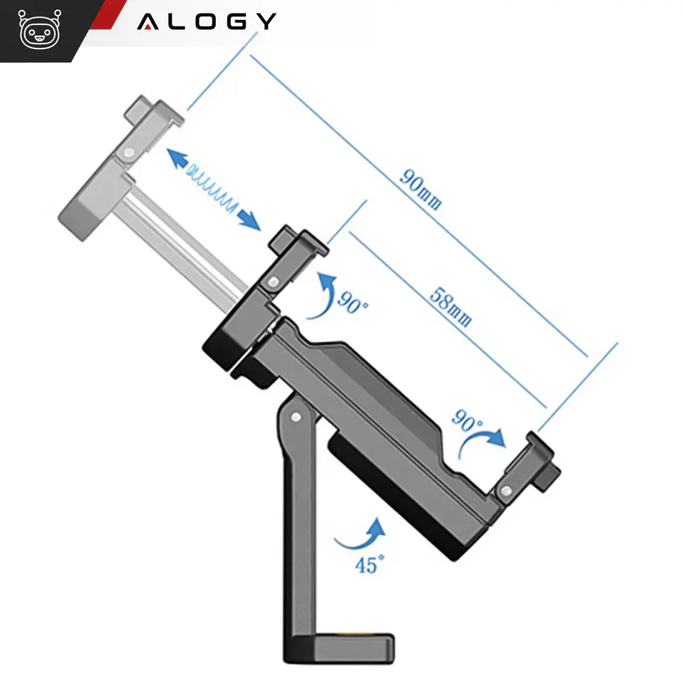 Uchwyt mini statyw na telefon aparat stojak podstawka regulowany obrotowy 360 Tripod selfie do zdjęć Alogy Czarny