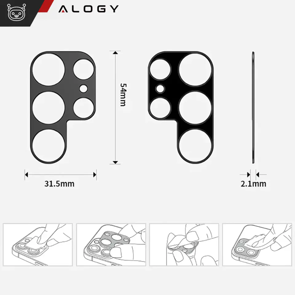 Metalowa osłonka do Samsung Galaxy S24 Ultra ochronna na wyspe aparat obiektyw Alogy Metal Lens Czarna