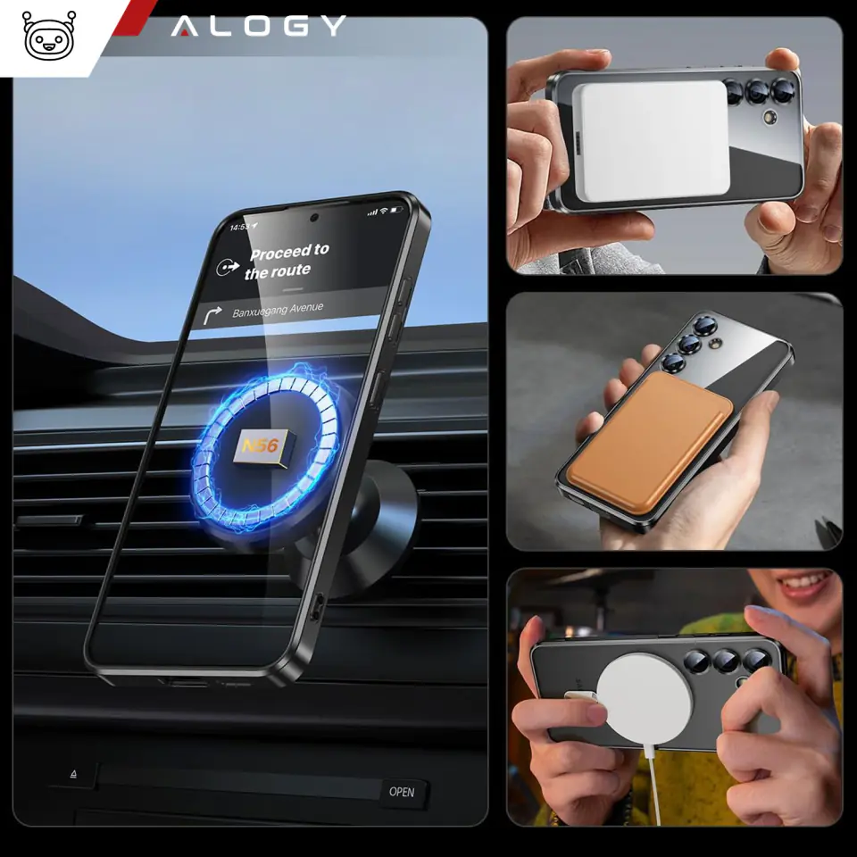 Etui do Samsung Galaxy S24+ Plus Mag Safe Glamour Case Ring obudowa ochrona aparatów Alogy Złote przezroczyste