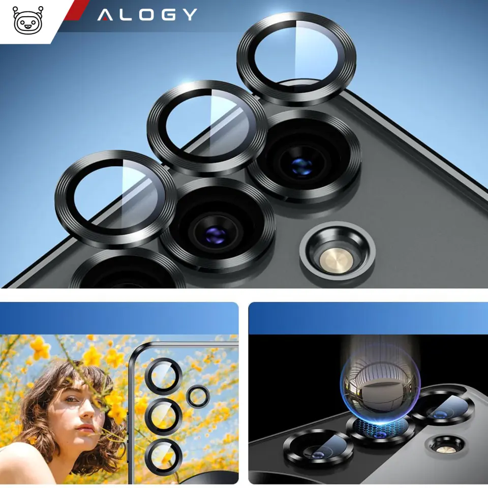 Etui do Samsung Galaxy S24+ Plus Mag Safe Glamour Case Ring obudowa ochrona aparatów Alogy Czarne przezroczyste