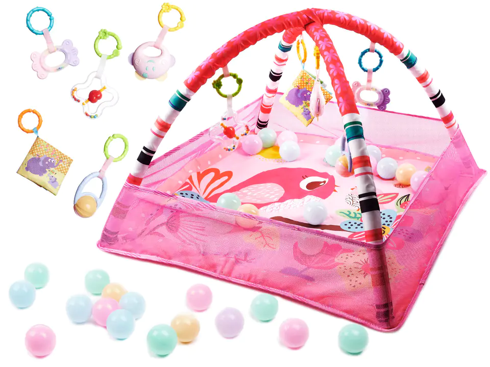 Educational Mat Playpen Pool with balls pink