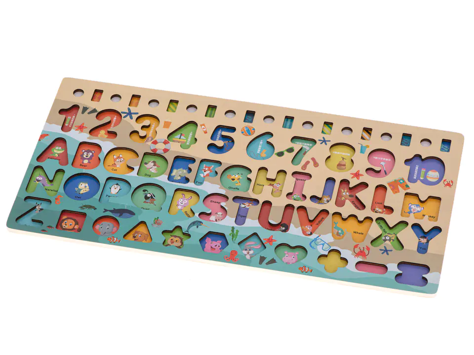 Abacus, woodfish, fishing, alphabet, numbers