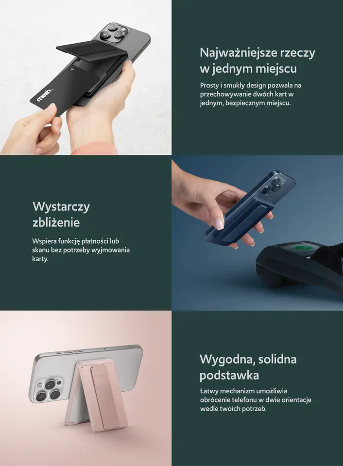 UNIQ Heldro ID magnetyczny portfel z podpórką i opaską szary/chalk grey