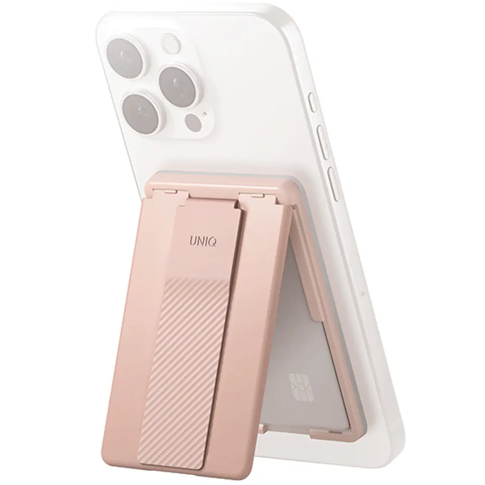 UNIQ Heldro ID magnetyczny portfel z podpórką i opaską różowy/blush pink