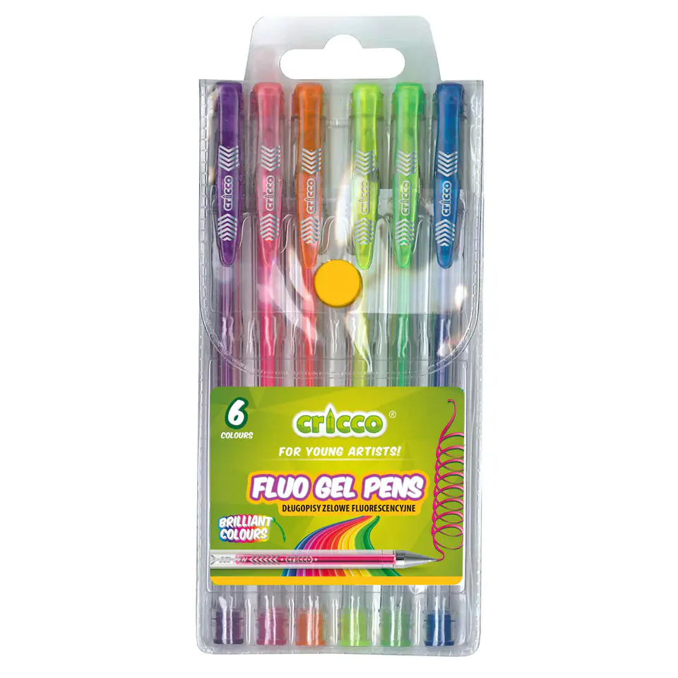 Długopis żelowy fluorescencyjny 6 kolorów CRICCO w etui CR816W6