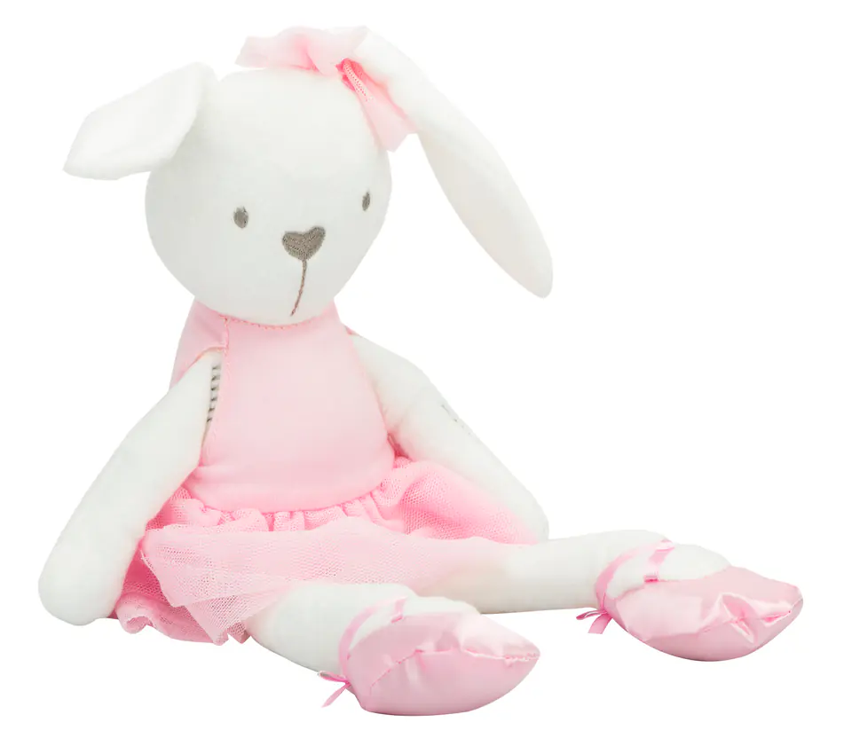 Plush rabbit mascot in pink dress 42cm