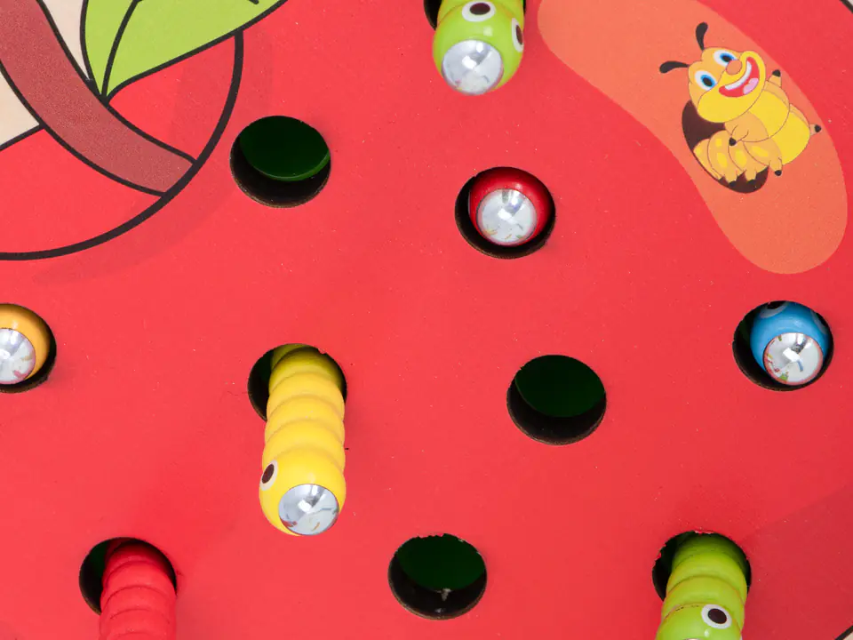 Magnetic caterpillar wooden apple