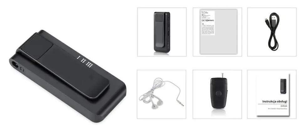 Podsłuch Dyktafon Szpiegowski Cyfrowy DVR-309 16GB