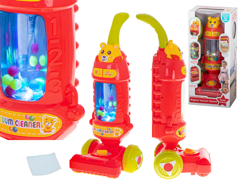 Interactive vacuum cleaner for children with raspberry sound