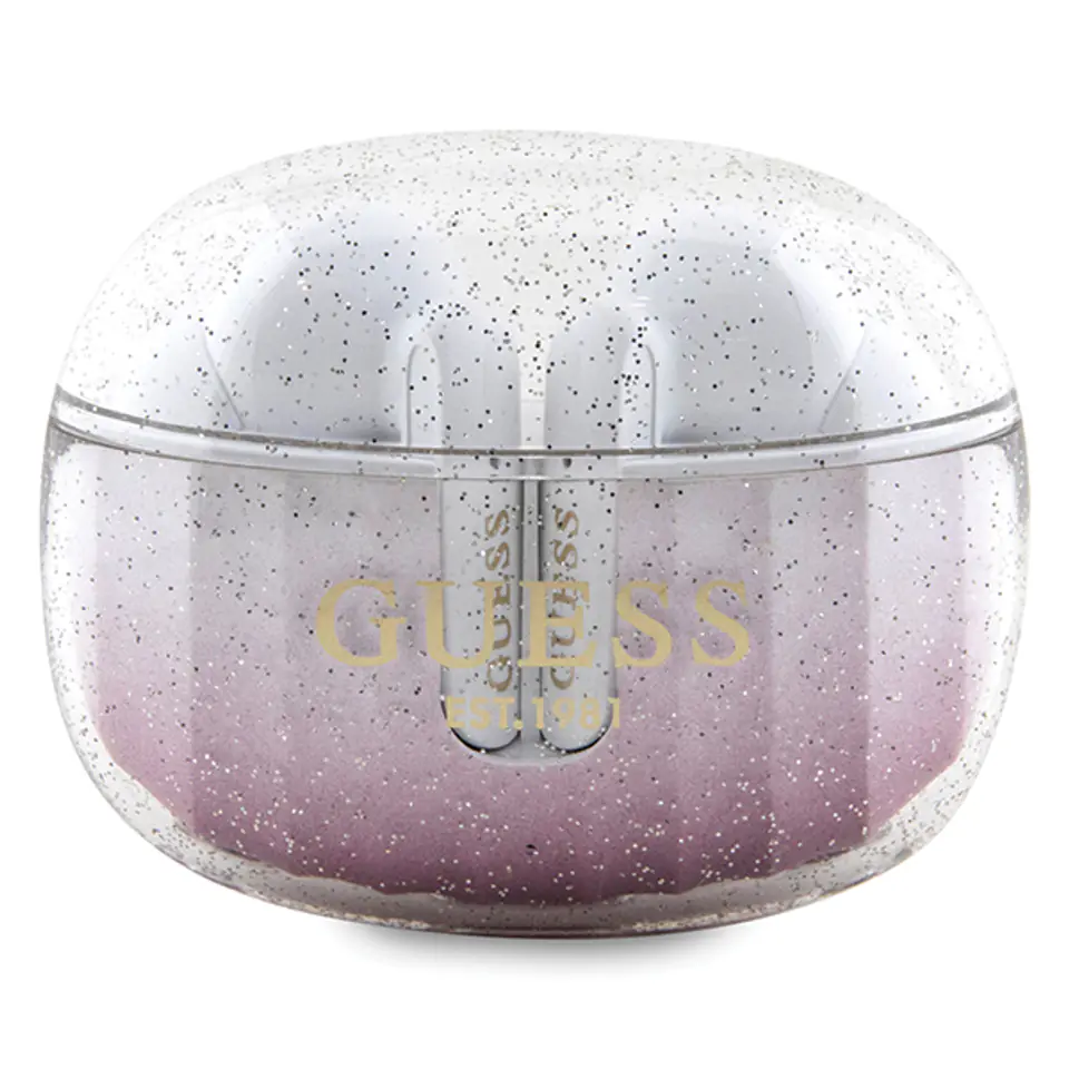 Guess słuchawki Bluetooth GUTWSHDGKEEP TWS + stacja dokująca różow/pink Glitter Gradient