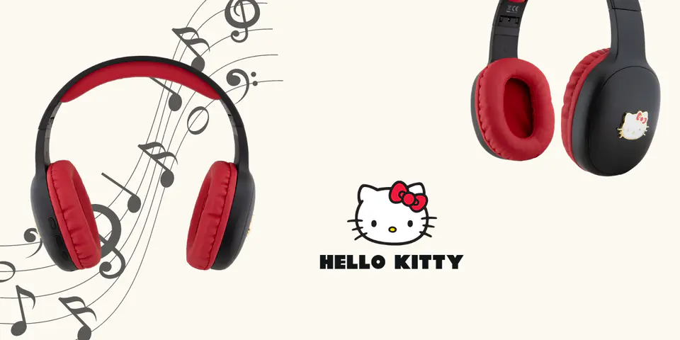 Hello Kitty słuchawki nauszne BluetoothHKBHA1BKHLMK czarny/black Metal Logo