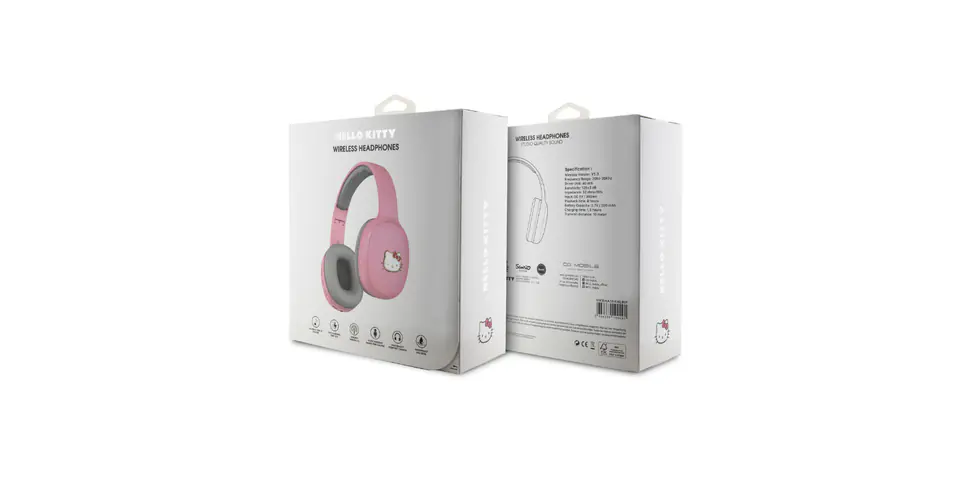 Hello Kitty słuchawki nauszne Bluetooth HKBHA1BKHLMP różowe/pink Metal Logo