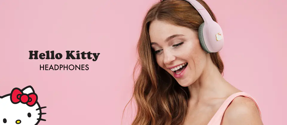 Hello Kitty słuchawki nauszne Bluetooth HKBHA1BKHLMP różowe/pink Metal Logo