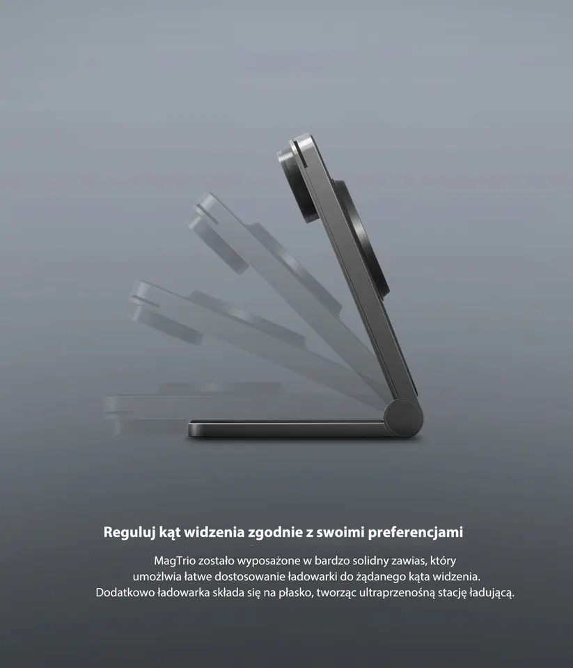 Energea MagTrio składana ład. indukcyjna 3w1 15W Fast Charging szary/gunmetal MagSafe