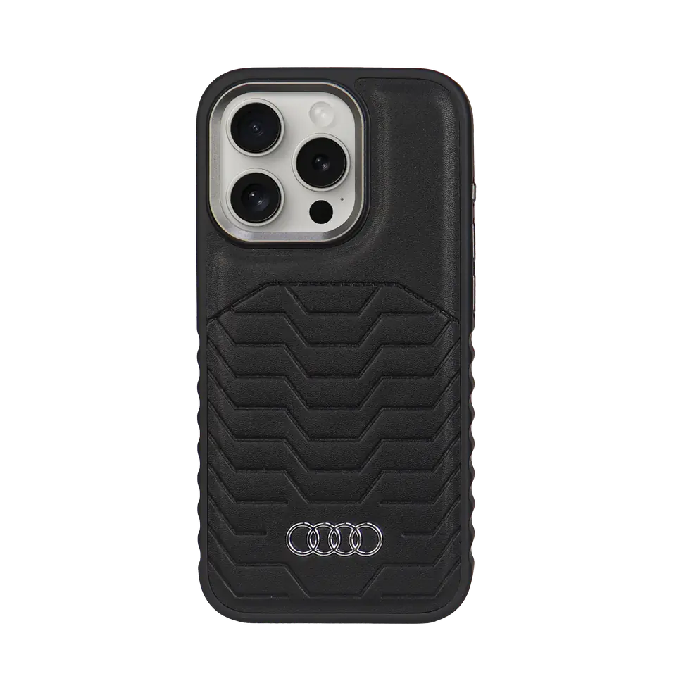 Audi Synthetic Leather MagSafe iPhone 15 / 14 / 13 6.1" czarny/black hardcase AU-TPUPCMIP15-GT/D3-BK