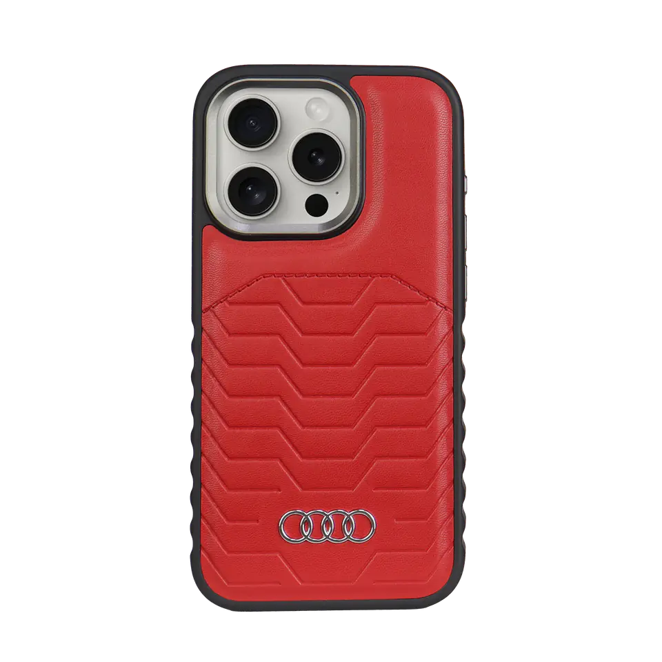 Audi Synthetic Leather MagSafe iPhone 15 / 14 / 13 6.1" czerwony/red hardcase AU-TPUPCMIP15-GT/D3-RD