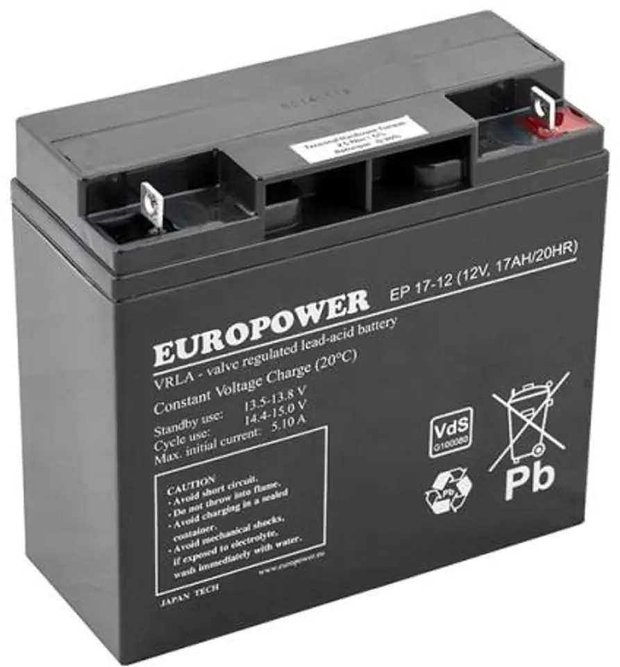 Akumulator bezobsługowy AGM 17Ah 12V Europower EPL 17-12