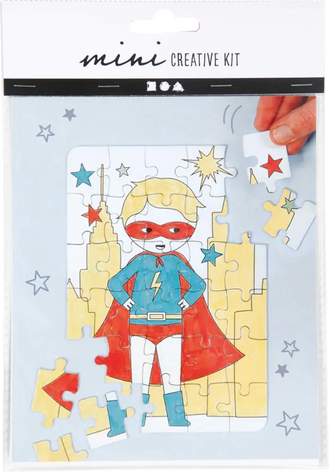 Zestaw mini puzle SUPER BOHATER-kolorowanka 0451-0025-82 Panta-Plast