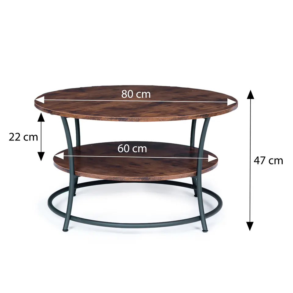 Stolik stół kawowy okrągły ława dwa blaty industrial ModernHome