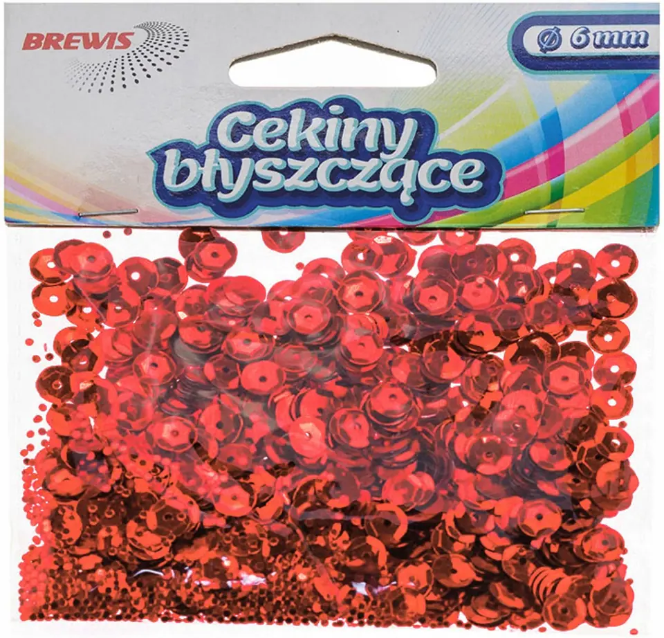 Cekiny błyszczące 6mm czerwone B120 BREWIS