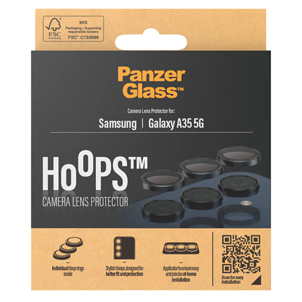 PanzerGlass Hoops Camera Sam A35 5G A356 czarny/black 1226 camera lens protector hoop optic rings