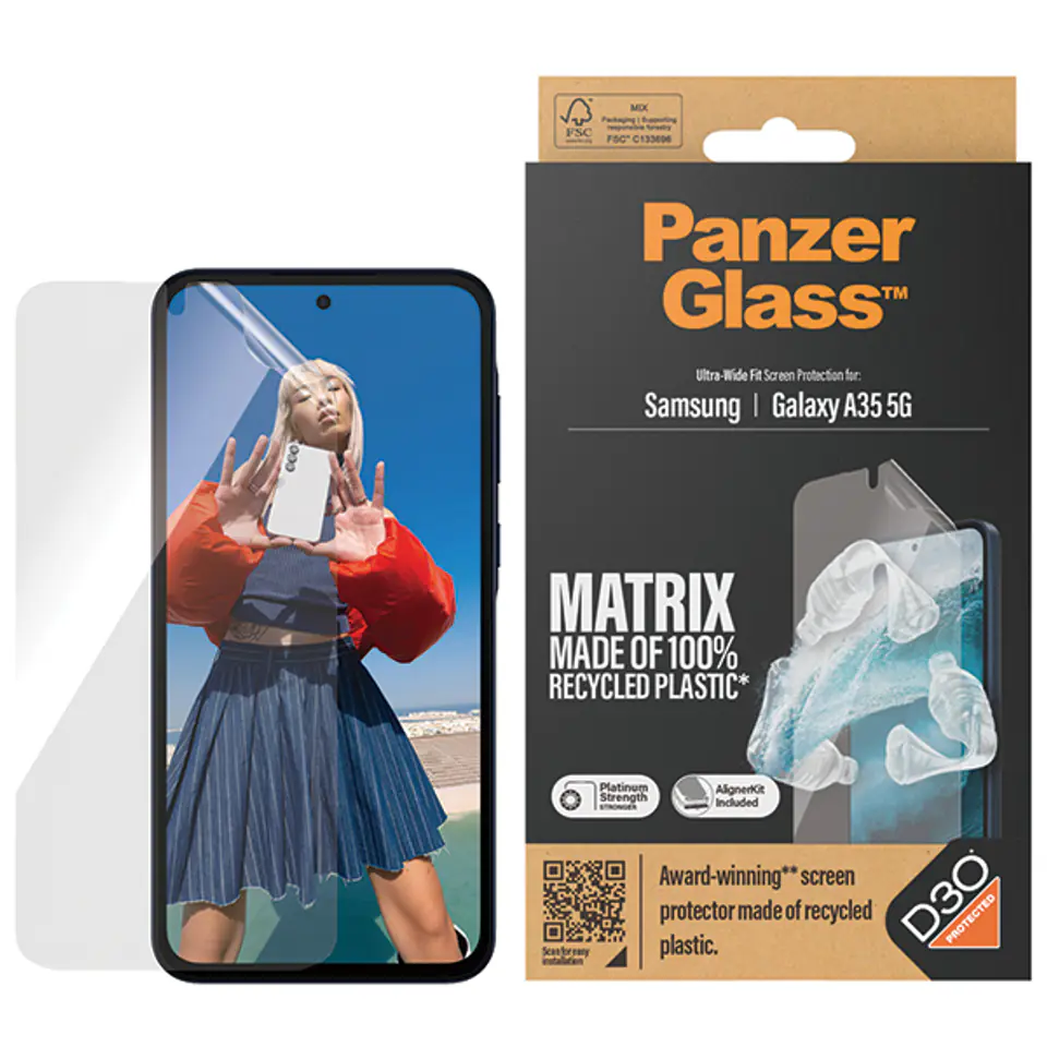 PanzerGlass Matrix Ultra-Wide Fit Sam A35 5G A356 Screen Protection 7361 with Easy Aligner