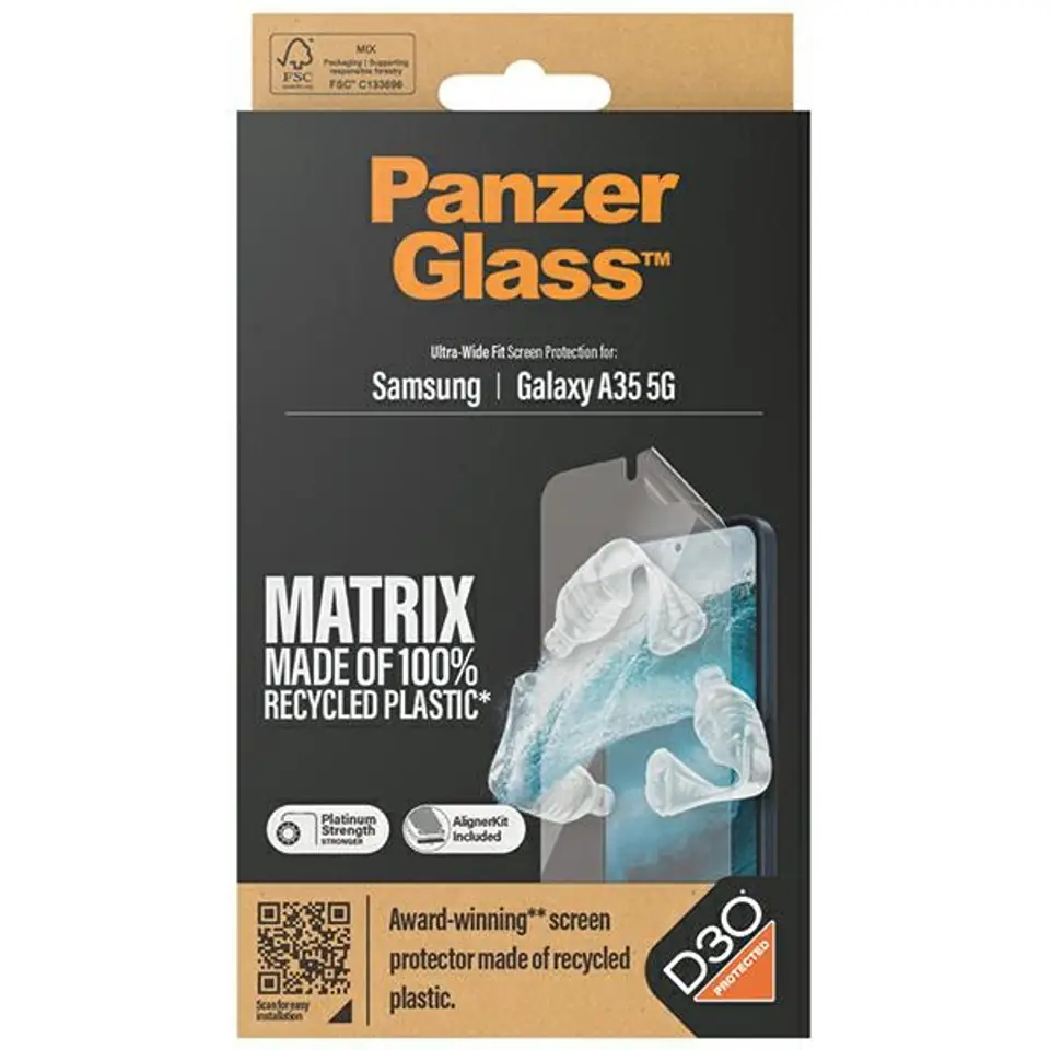 PanzerGlass Matrix Ultra-Wide Fit SamA35 5G A356 Screen Protection 7361 with Easy Aligner