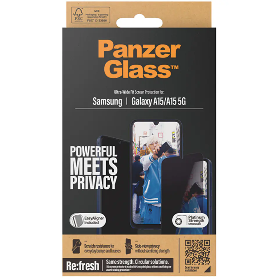 PanzerGlass Ultra-Wide Fit Sam A15 / A15 5G Privacy Screen Protection Easy Aligner Included P7349