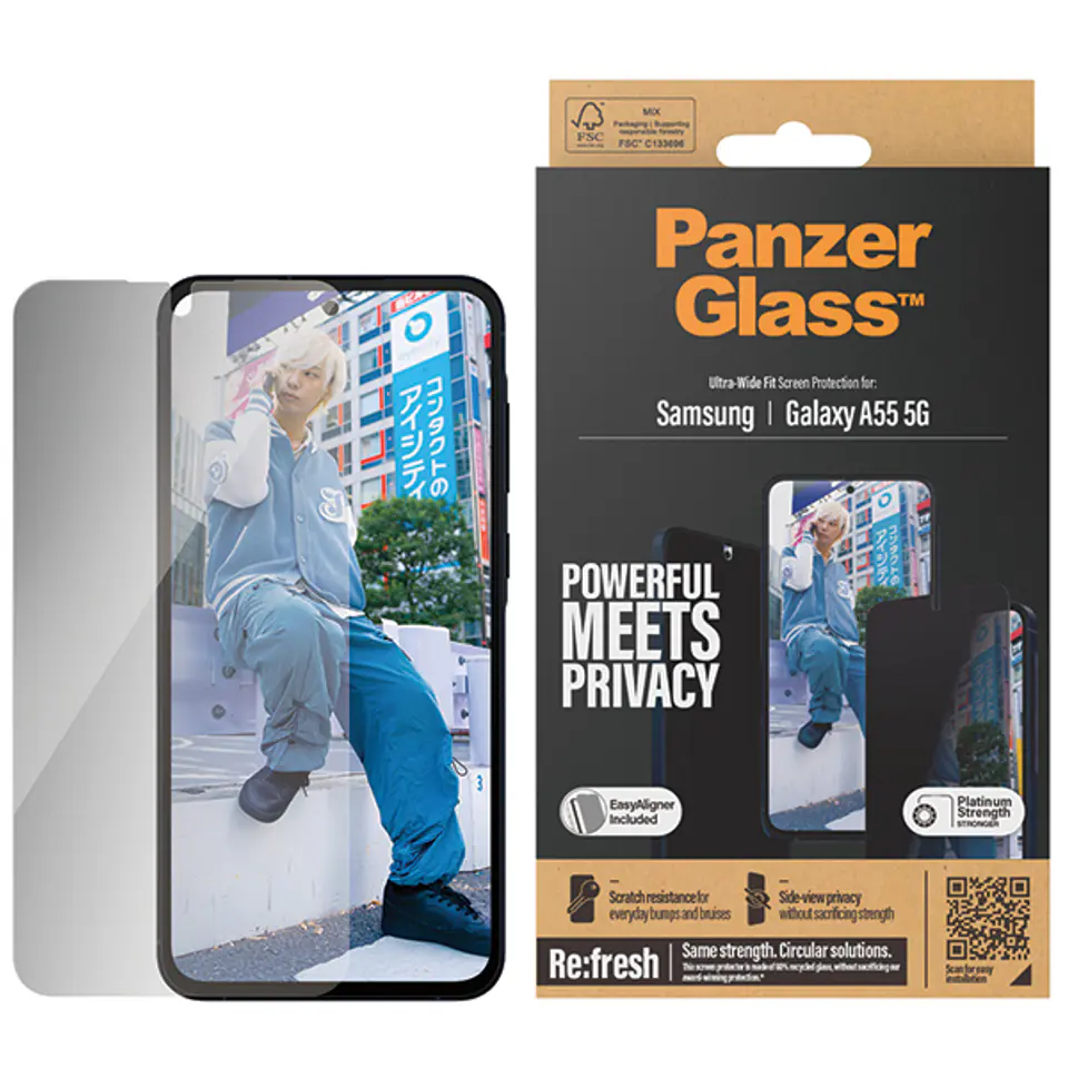 PanzerGlass Ultra-Wide Fit Sam A55 5G A556 Privacy Screen Protection Easy Aligner Included P7358