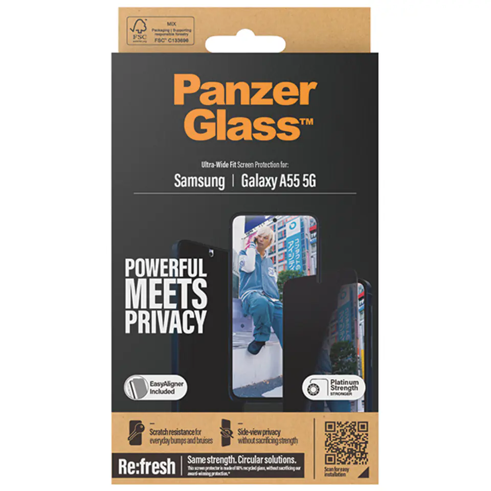 PanzerGlass Ultra-Wide Fit Sam A55 5G A556 Privacy Screen Protection Easy Aligner Included P7358