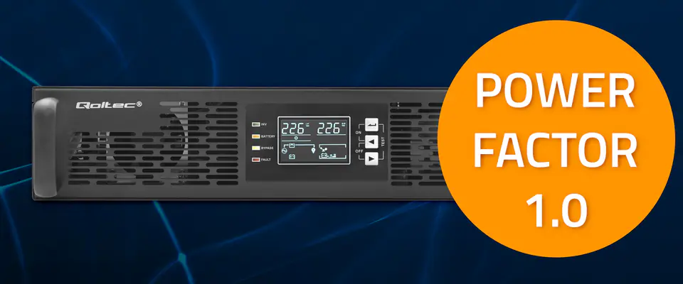 Qoltec Zasilacz awaryjny UPS do RACK | 3kVA | 3000W | Power Factor 1.0 | LCD | EPO | USB | On-line