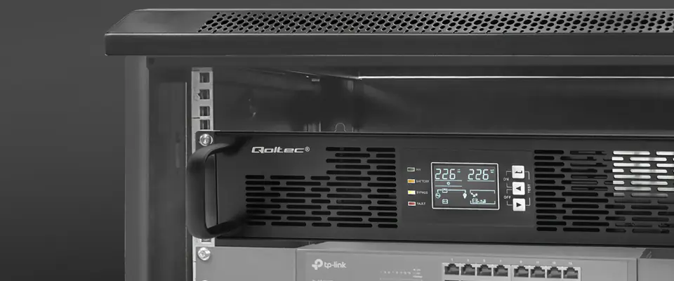 Qoltec Zasilacz awaryjny UPS do RACK | 1kVA | 1000W | Power Factor 1.0 | LCD | EPO | USB | On-line