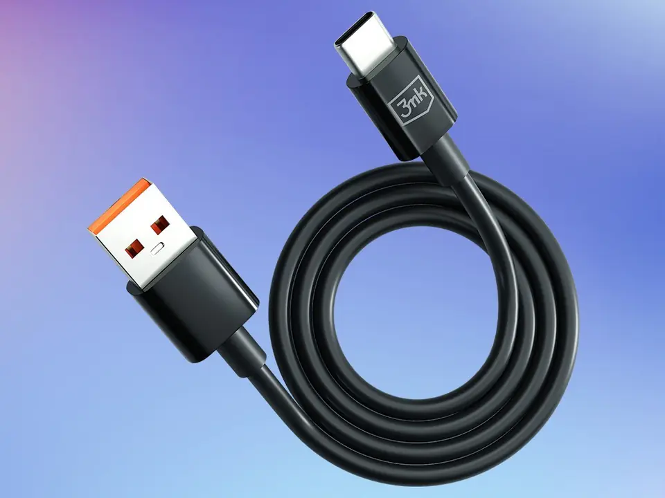 3MK Hyper Cable USB-A - USB-C 1.2m 5A Czarny/Black