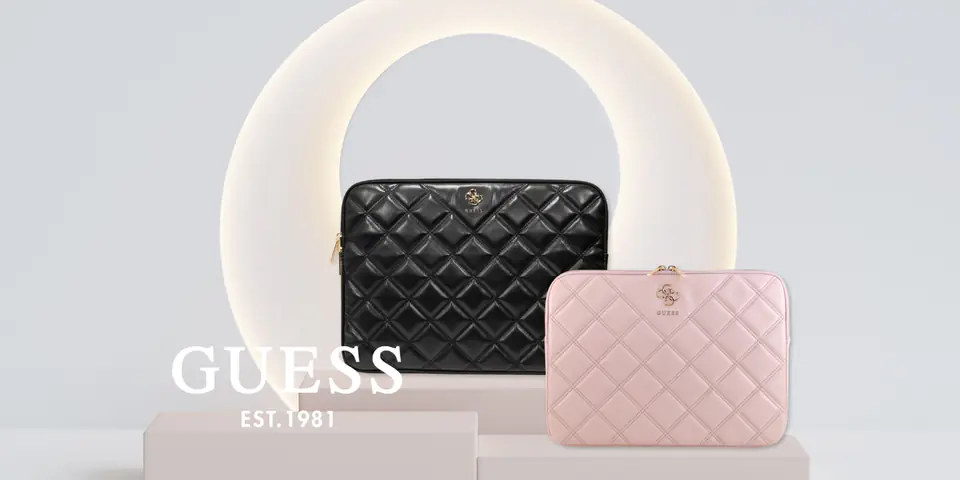 Guess Sleeve GUCS16ZPSQSSGP 16" różowy/pink Quilted 4G