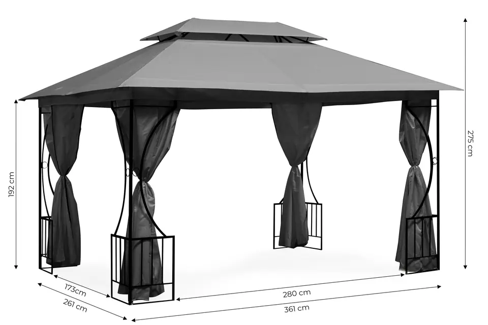 Namiot pawilon ogrodowy altana 3x4m pełne ścianki boczne MultiGarden