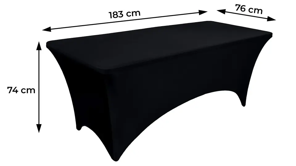 Obrus uniwersalny pokrowiec na stół cateringowy 180 cm 6FT czarny elastyczny MultiGarden