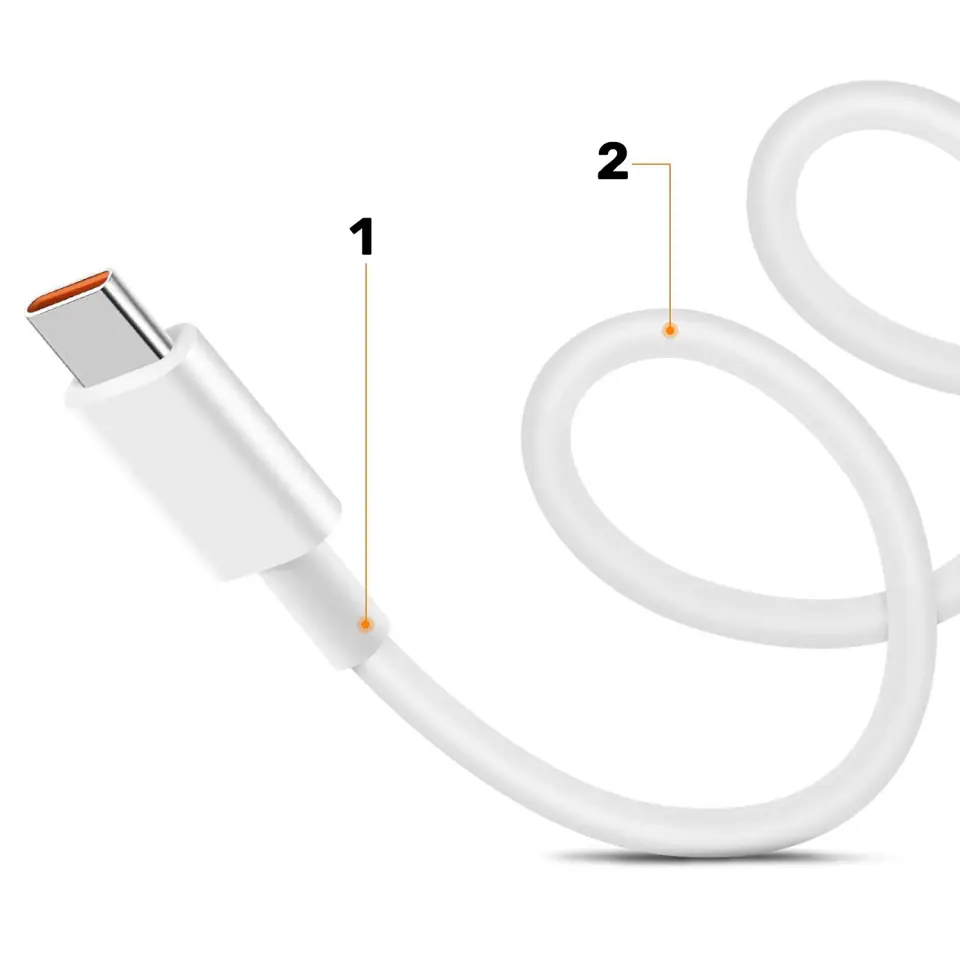 Kabel Xiaomi oryginalny USB - USB-C typ C mocny szybki 120W PD 6A 1M przewód Biały