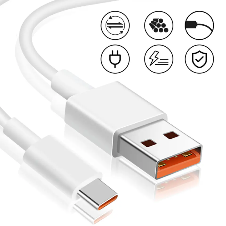 Kabel Xiaomi oryginalny USB - USB-C typ C mocny szybki 120W PD 6A 1M przewód Biały