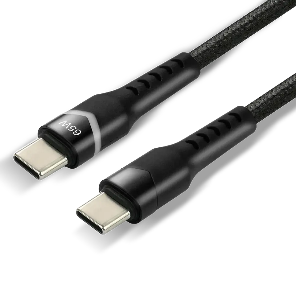 Kabel USB-C -> USB-C 3m 2,25A 45W pleciony czarny wtyczka z led RGB EVERACTIVE (CBB-3PDR)