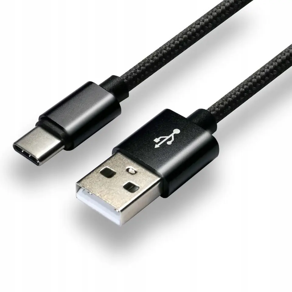 Kabel USB -> USB-C 0,3m 3A pleciony czarny EVERACTIVE (CBB-0.3CB)