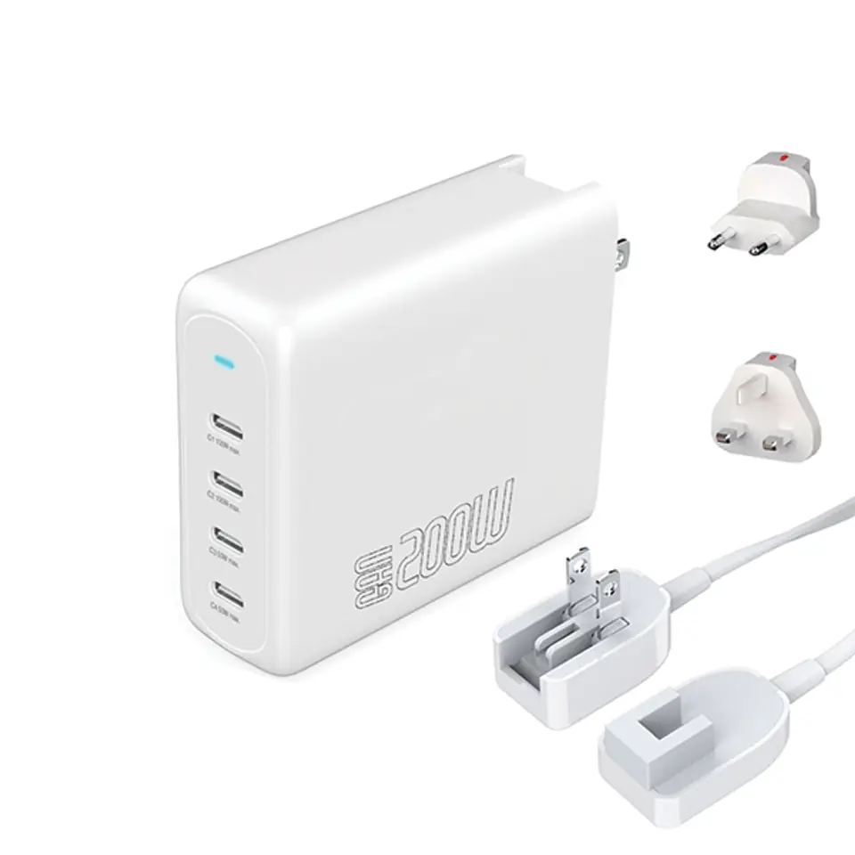 4smarts Ładowarka sieciowa 200W GaN Flex Pro 4xUSB-C biała/white 544200