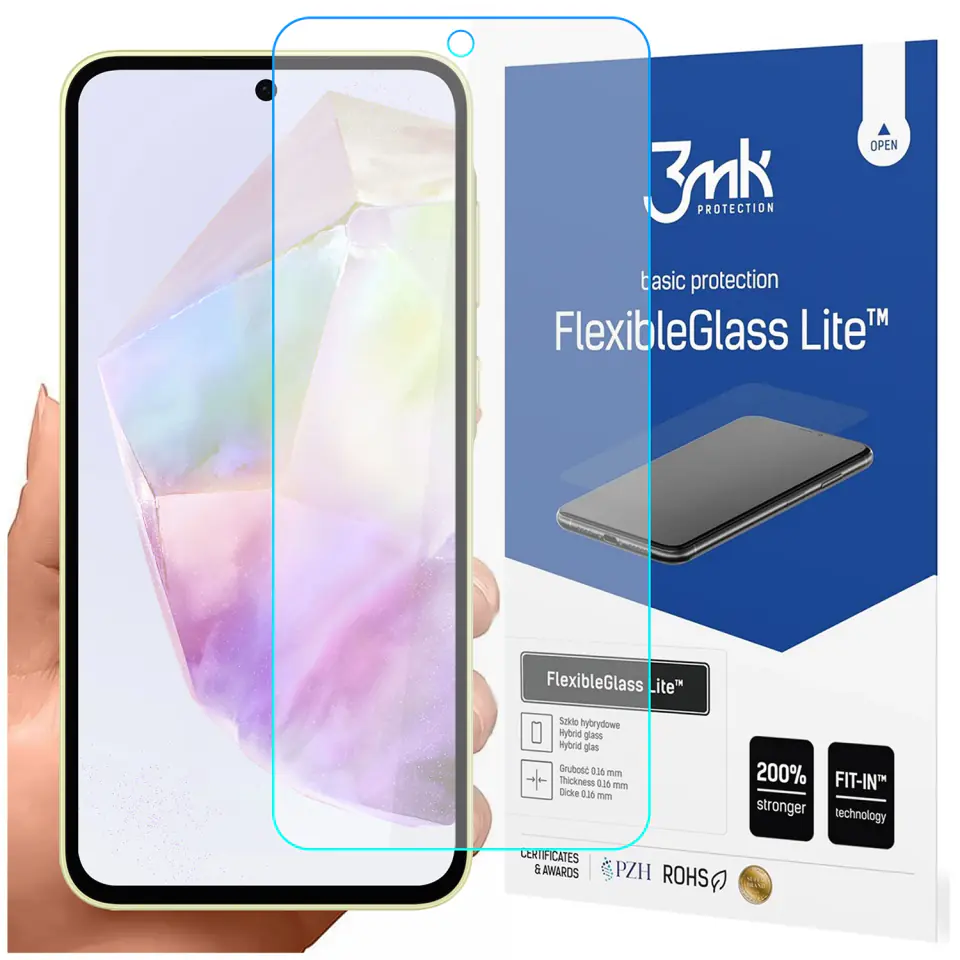 Szkło hybrydowe do Samsung Galaxy A35/A55 5G 3mk Flexible Glass Lite FG FlexibleGlass niepękające na ekran